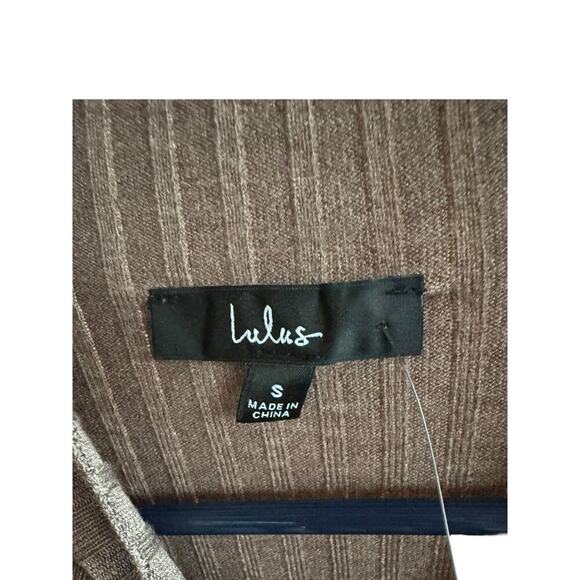 🤎 Lulus Taupe Ribbed Knit Bodycon Sweater Dress – Size Small – NWT - Picture 4 of 7